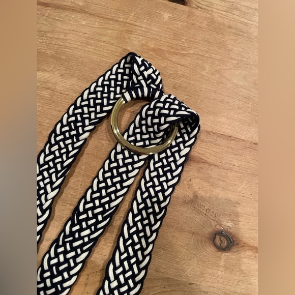 Blue & White Braided Fringe Gold Hardware Buckle belt Western Boho Casual OS - Picture 6 of 6